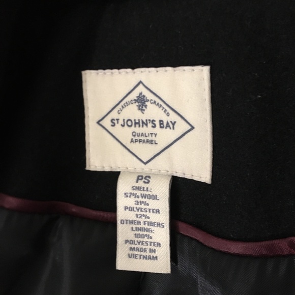 St. John’s Bay Black Long Pea Coat - Picture 4 of 8